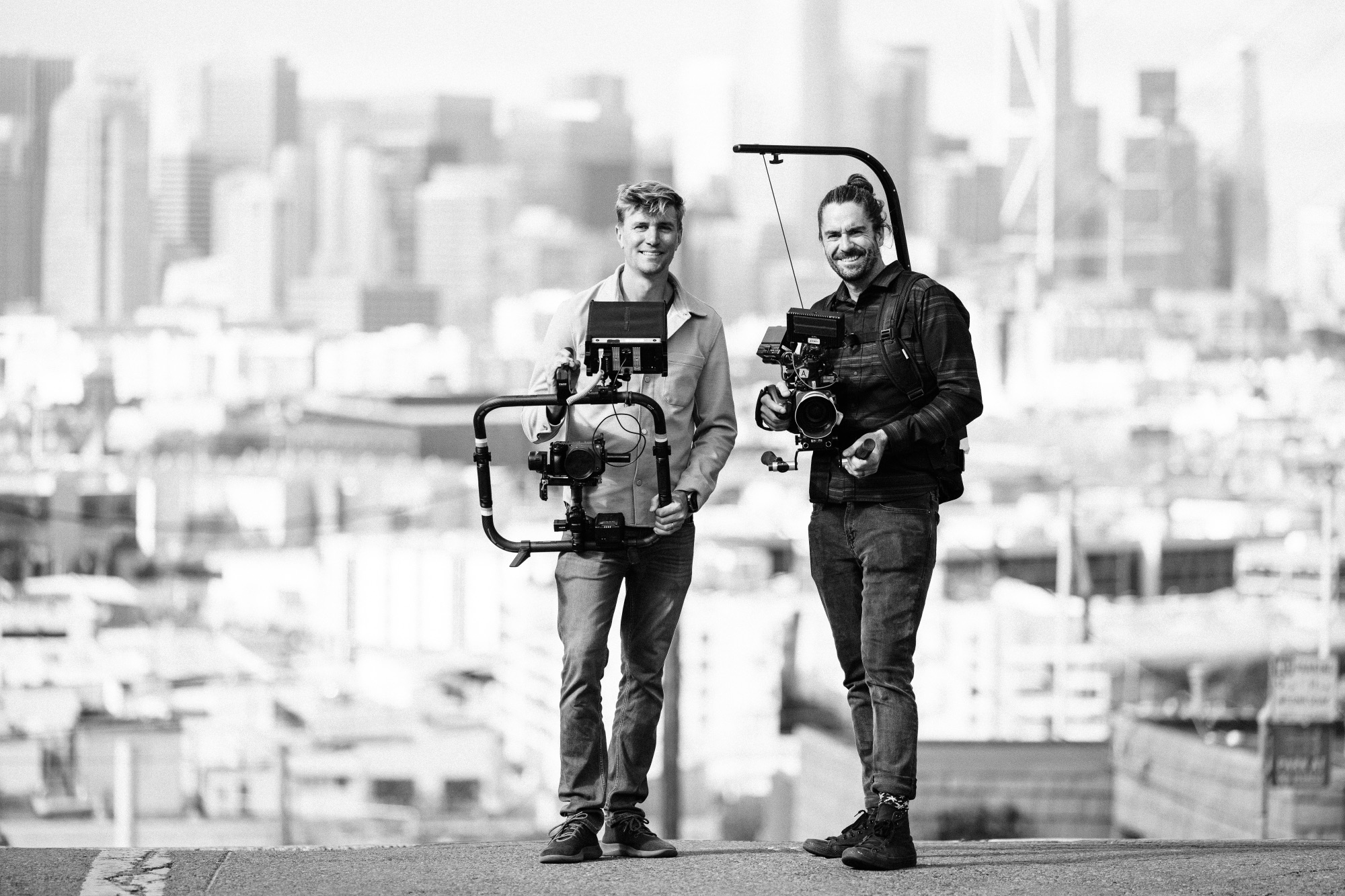 Brett Loveman and Corey Sheppard with camera gear